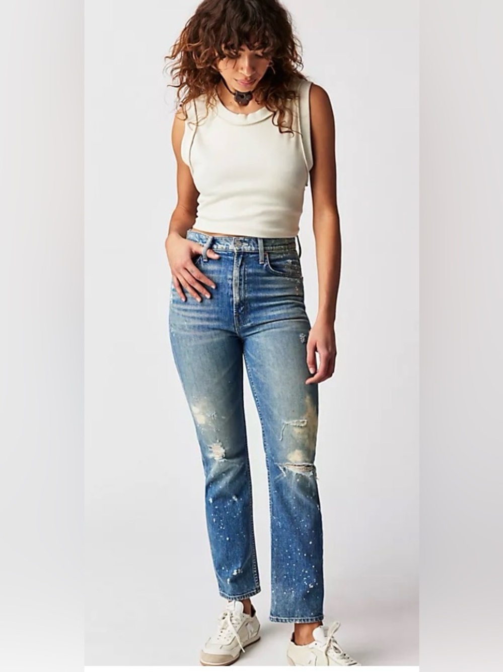 Mother Superior High Waisted Rider Ankle Jean Distressed LOL Wash